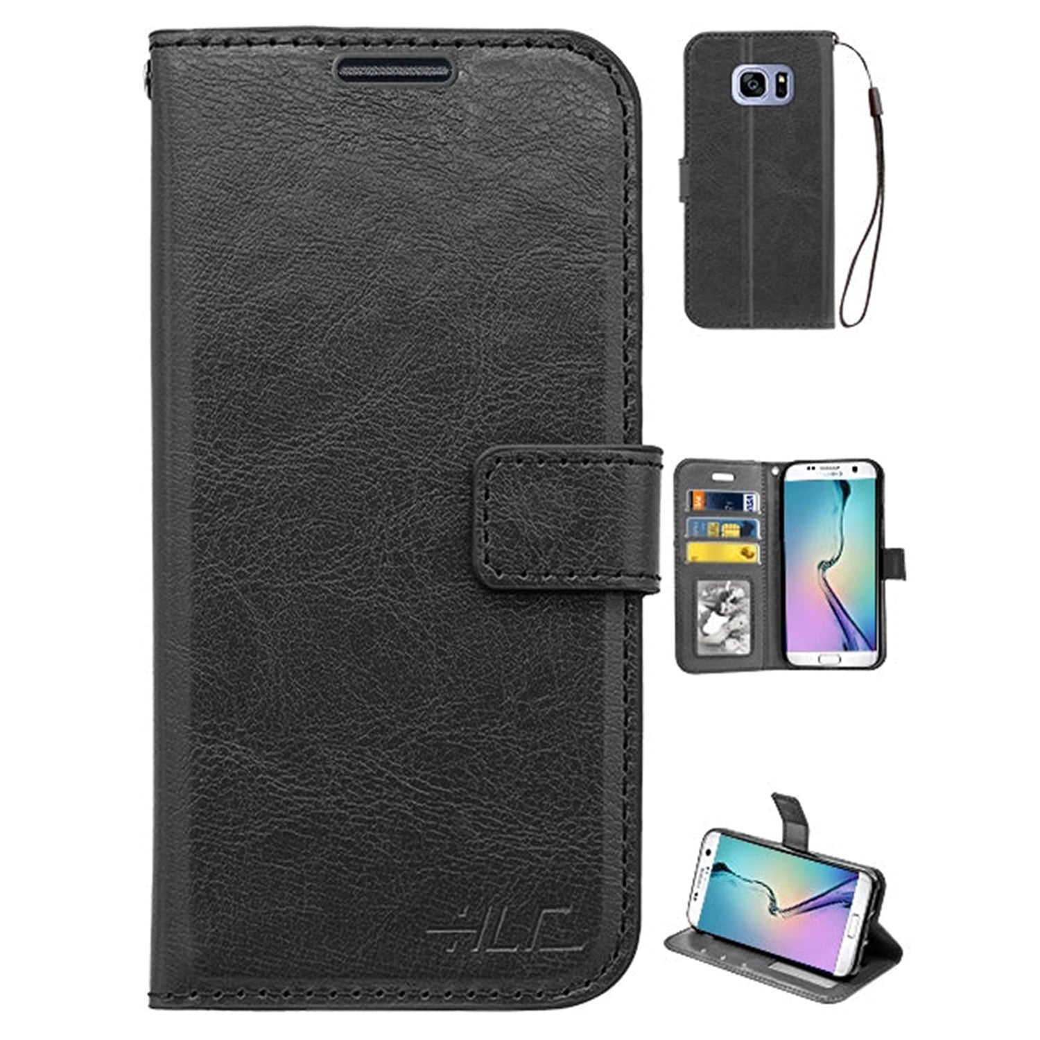 Real Plain Leather Wallet Case for Galaxy S7 Edge