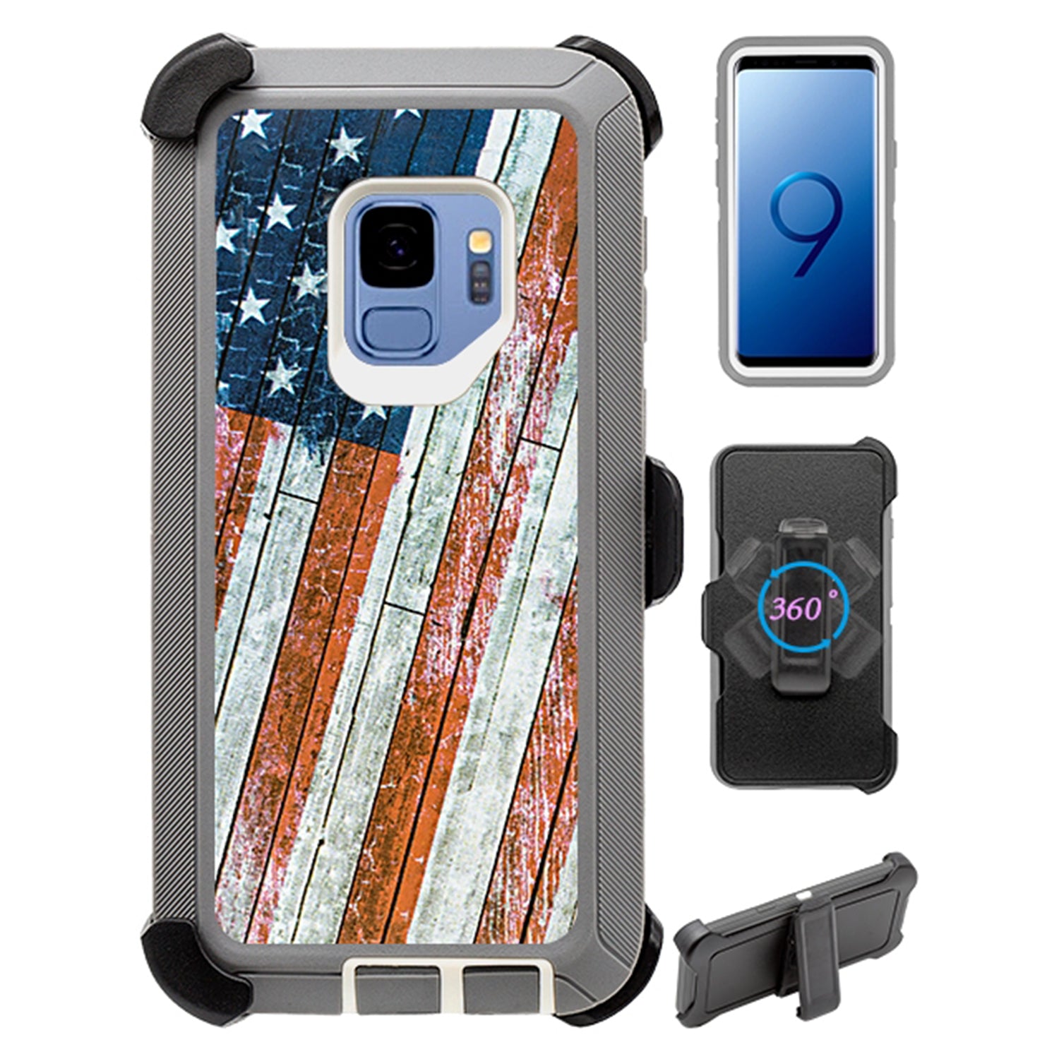 Design Heavy Duty Shock Reduction Case with Belt Clip (No Screen) for Galaxy S9