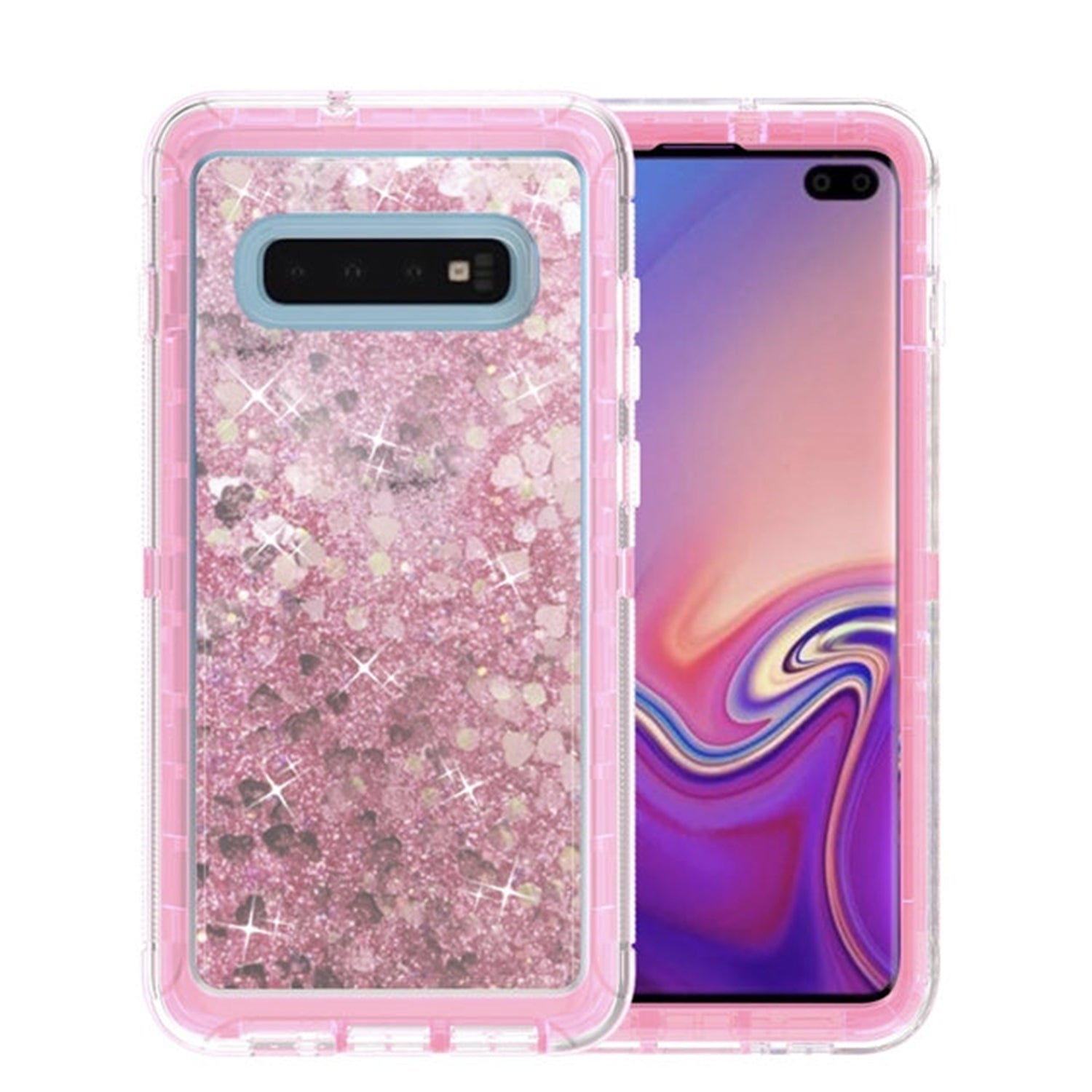 Transparent Floating Glitter Heavy Duty Case for Galaxy S10 Plus (6.4")