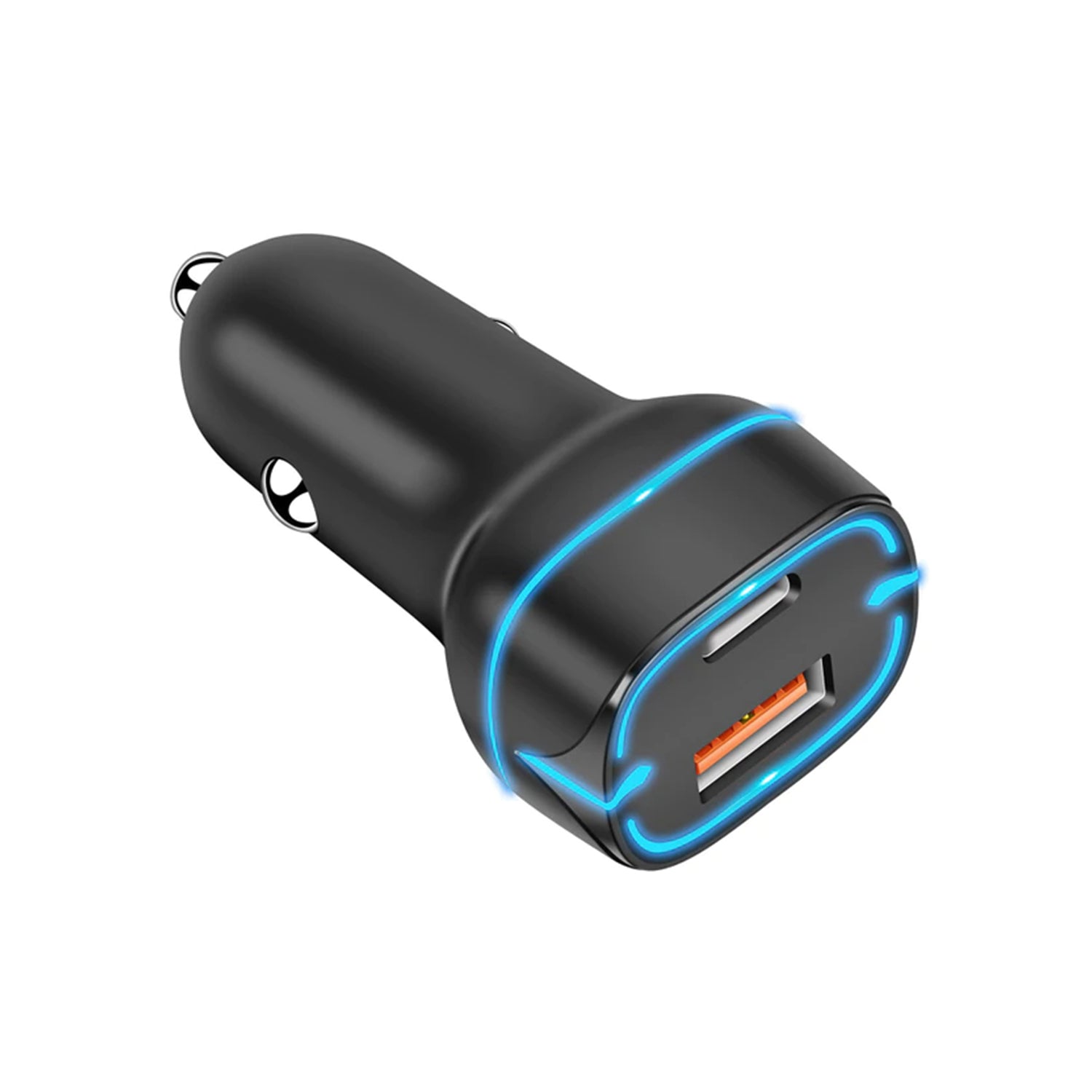 36W Dual Ports (USB3.0+ Type C) Car Adapter for iPhone 13/12/11 and Other Devices - Black