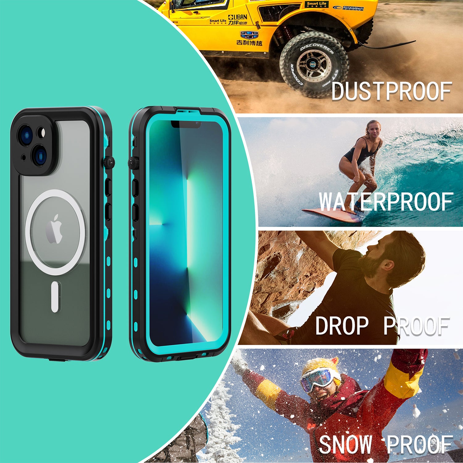 Apple iPhone 14 Plus (6.7") 360 Full Protective Waterproof Case with Built-in Screen Fingerprint Protector