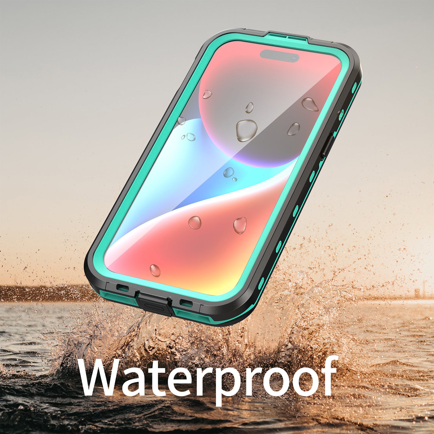 iPhone 15 360 Full Protective Waterproof Case With Built-in Screen Fingerprint Protector