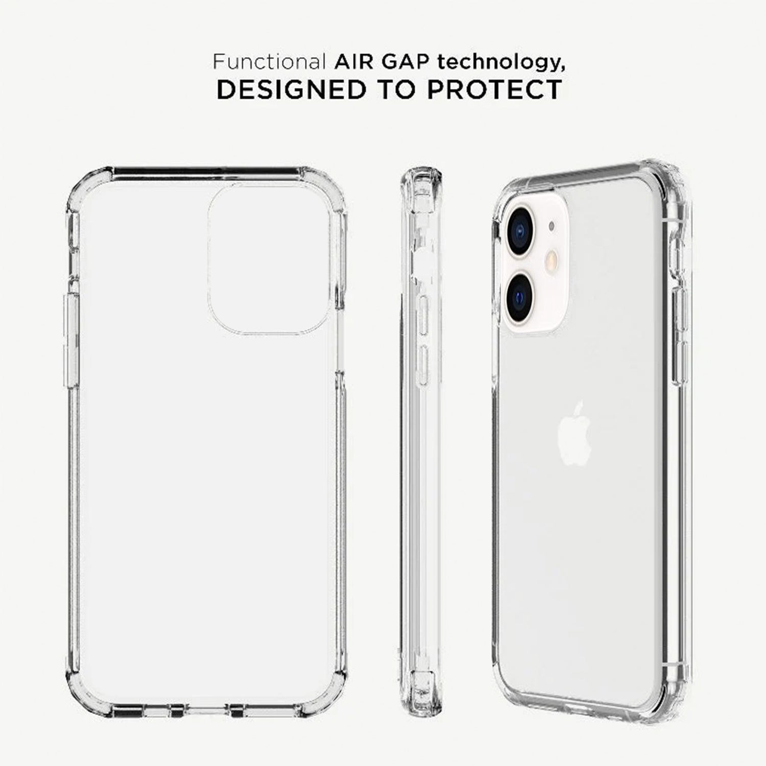 PC Bumper with TPU Back Cover Case for iPhone 12 Mini (5.4") - Clear