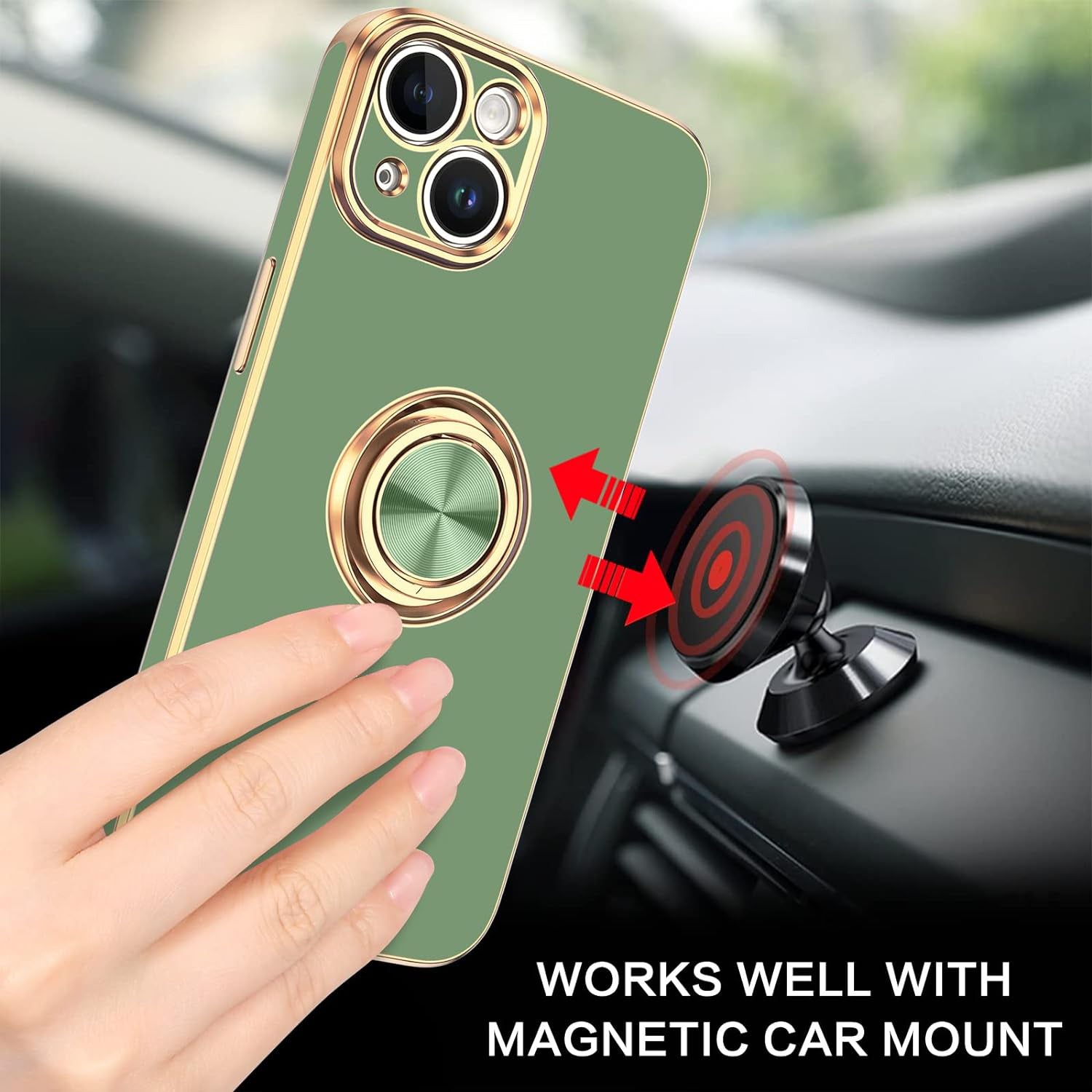 Fashion Ring Magnetic GPS car mount Phone Holder Case for iPhone 13 mini