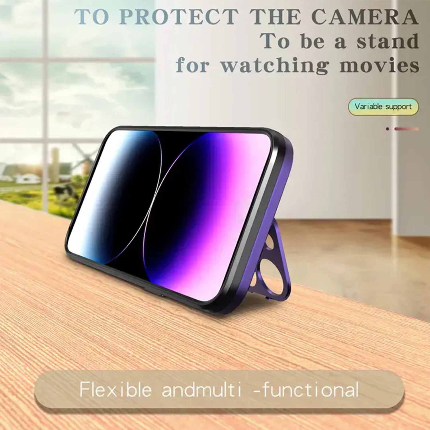 iPhone 14 Plus Fashionable Lens Cover Stand Magnetic Suction Wireless Case