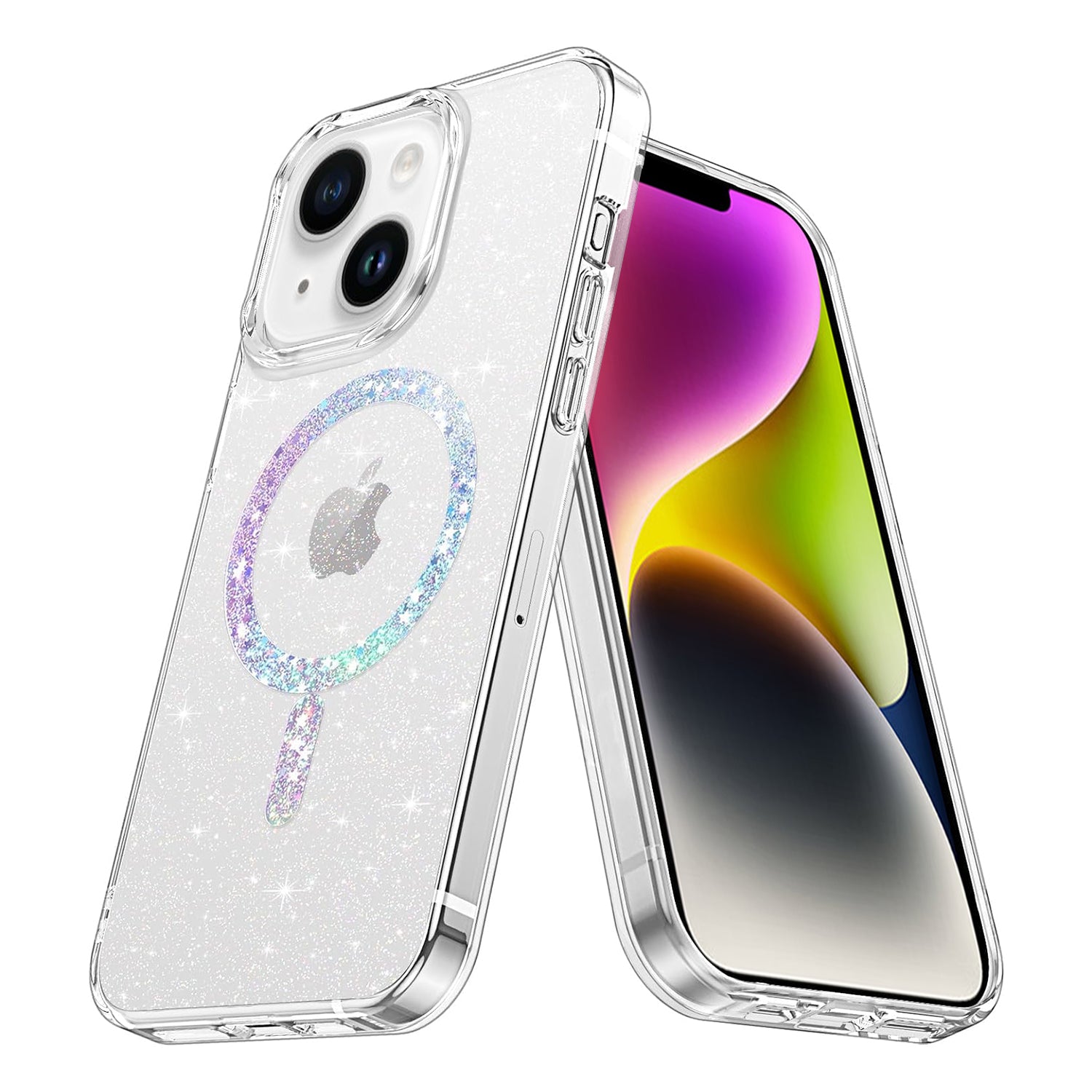 iPhone 14/13 Clear Electroplating laser Magnetic Attraction Case