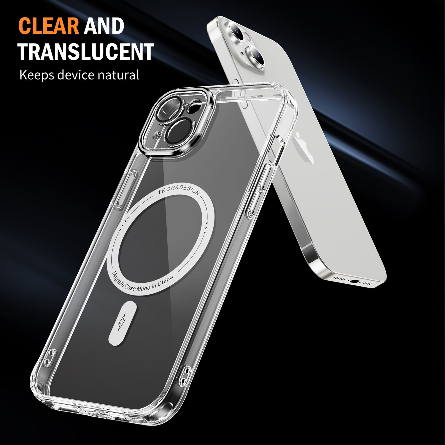 iPhone 13/14 Shockproof Transparent Magnetic Attraction Protective Phone Case