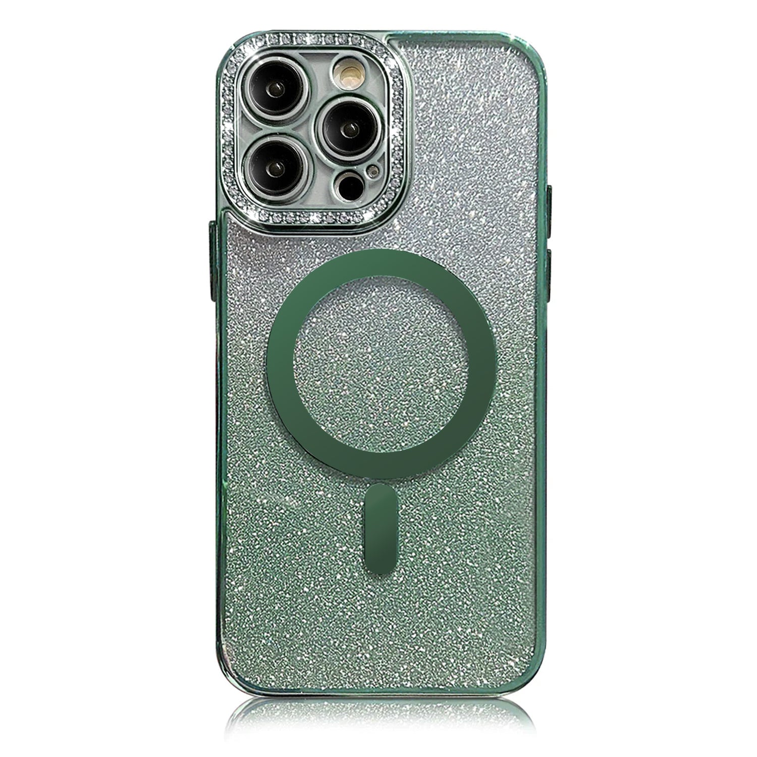 iPhone 14 Pro Max Gradient Glitter Diamond Luxury Plating Magnetic Attraction Wireless Charging With Camera Protector Back Cover Case