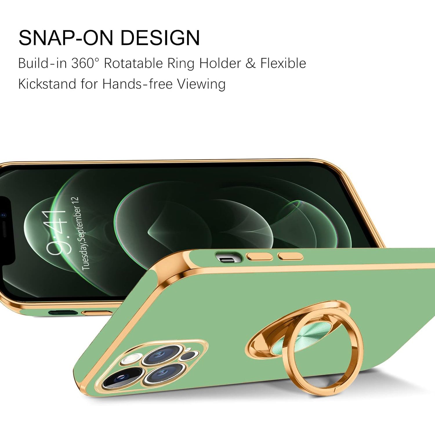 iPhone 13 Pro Fashion Ring Magnetic GPS car mount Phone Holder Case