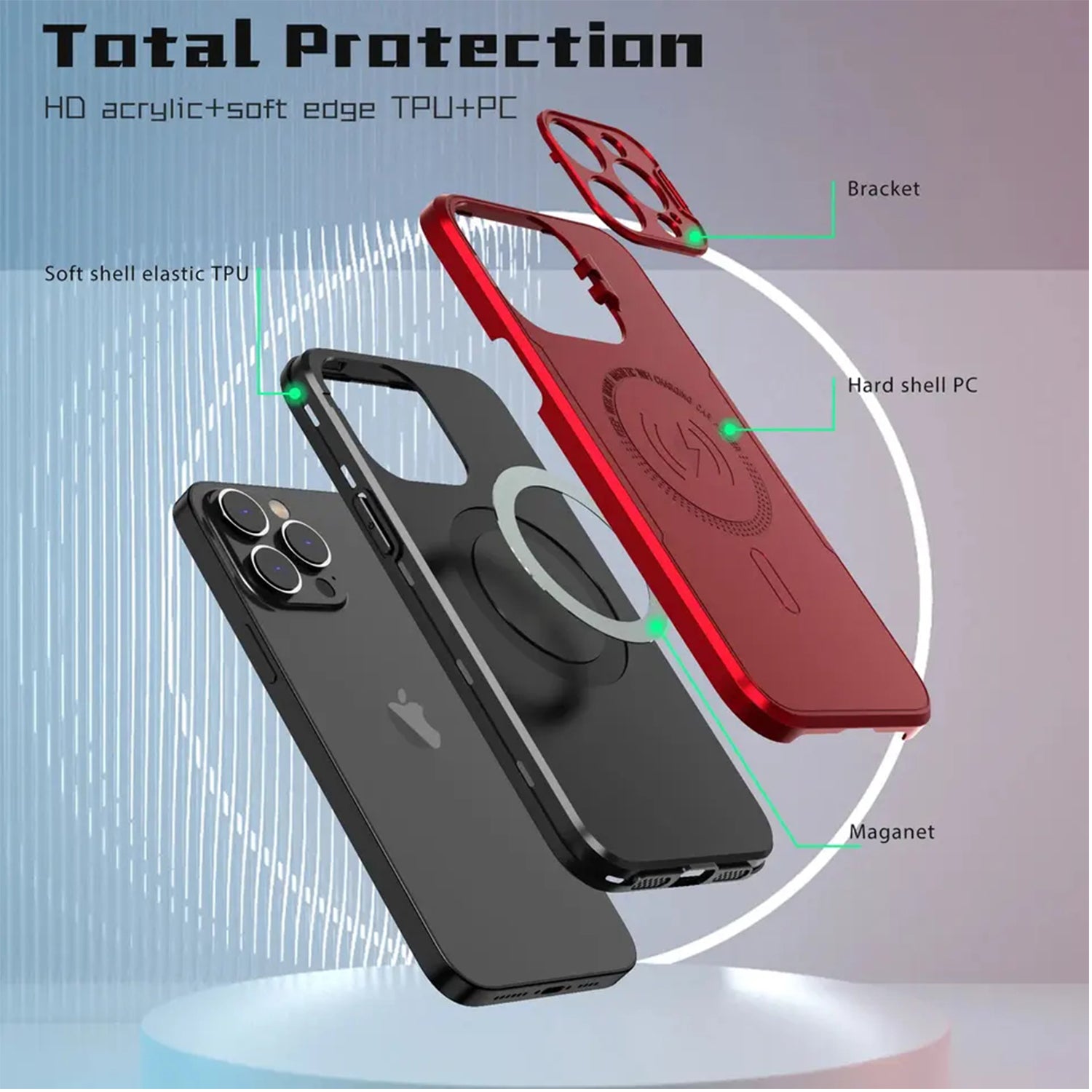 iPhone 14 Pro Fashionable Lens Cover Stand Magnetic Suction Wireless Case
