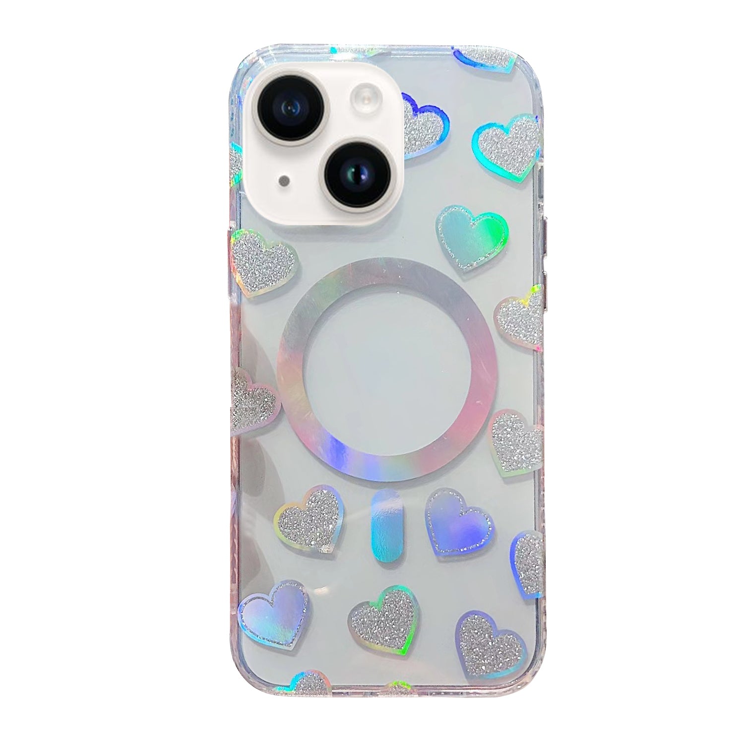 iPhone 14/13 Love Transparent Fall Prevention Magnetic Suction Case