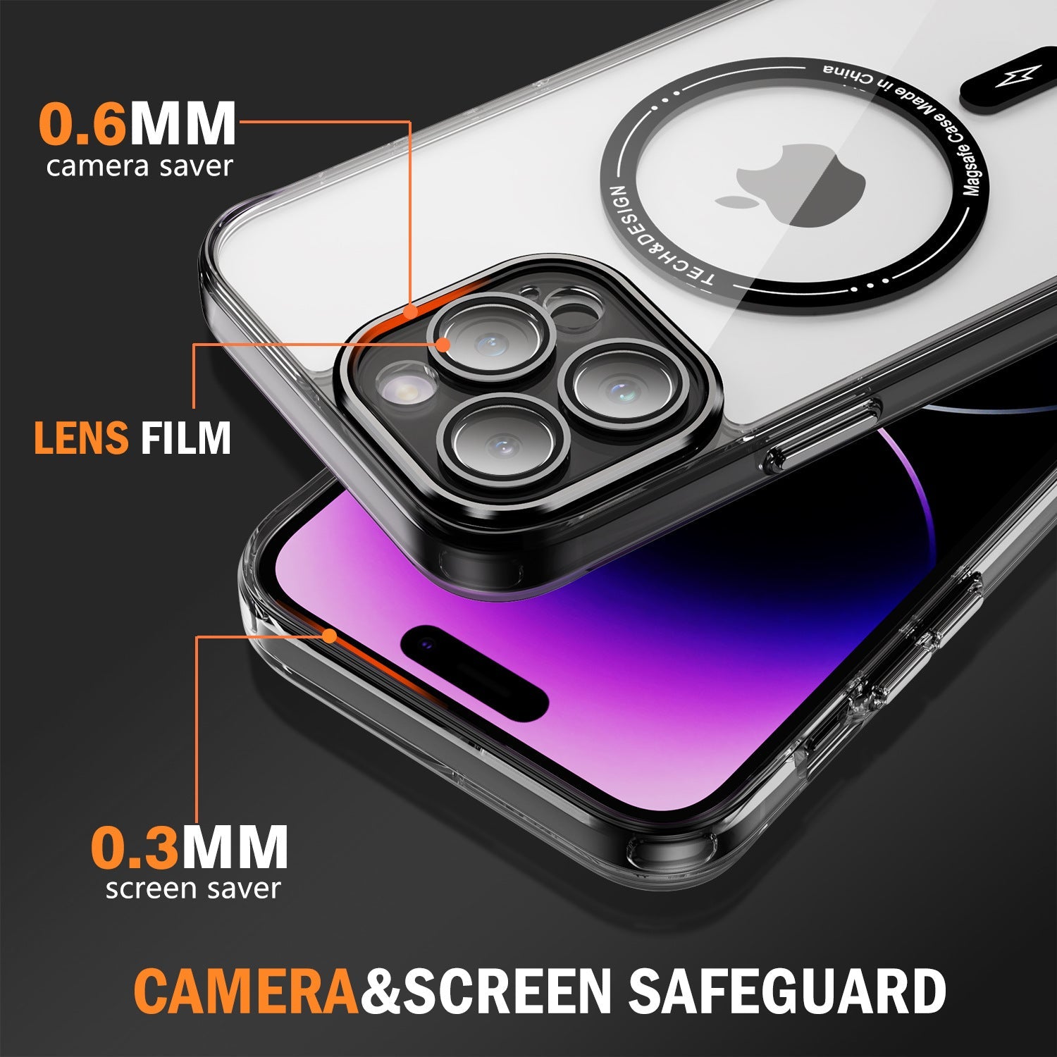 iPhone 13 Pro Shockproof Transparent Magnetic Attraction Protective Phone Case