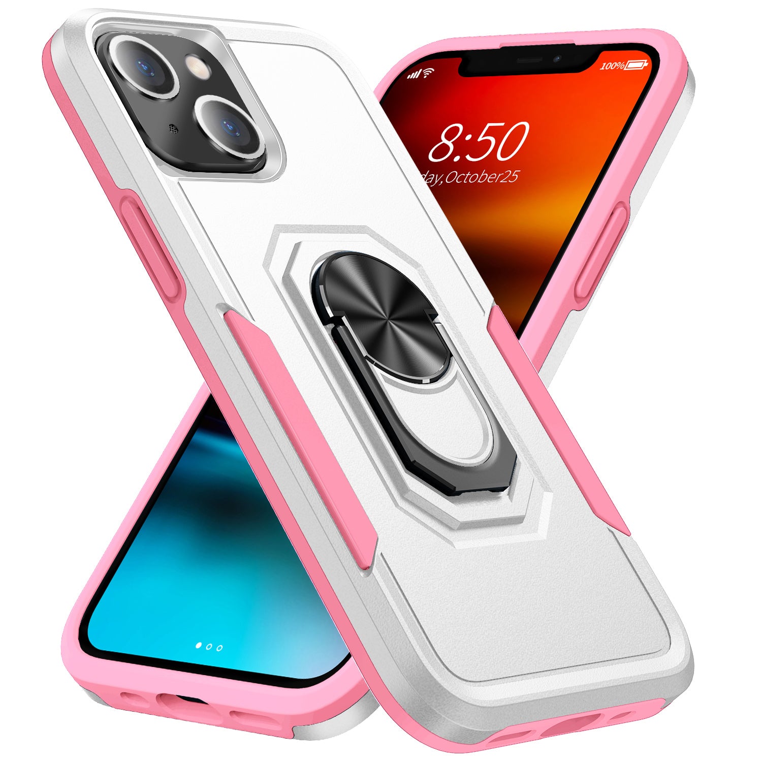 iPhone 15 Plus Kickstand Fully Protected Heavy-Duty Shockproof Case