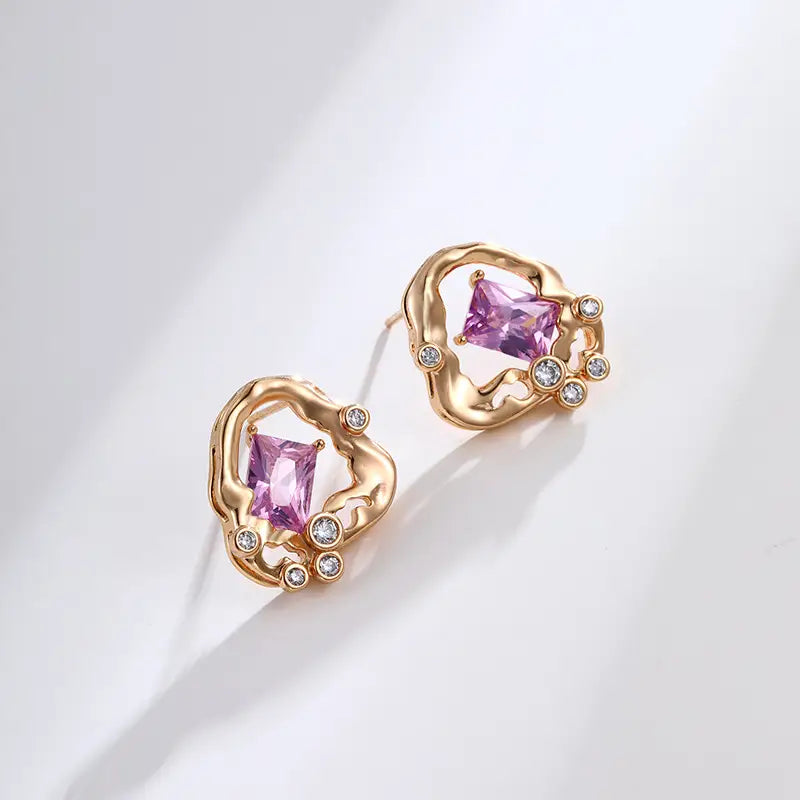 Geometric design ins style simple fashionable and sweet earrings(JSCF-0079E)-Purple