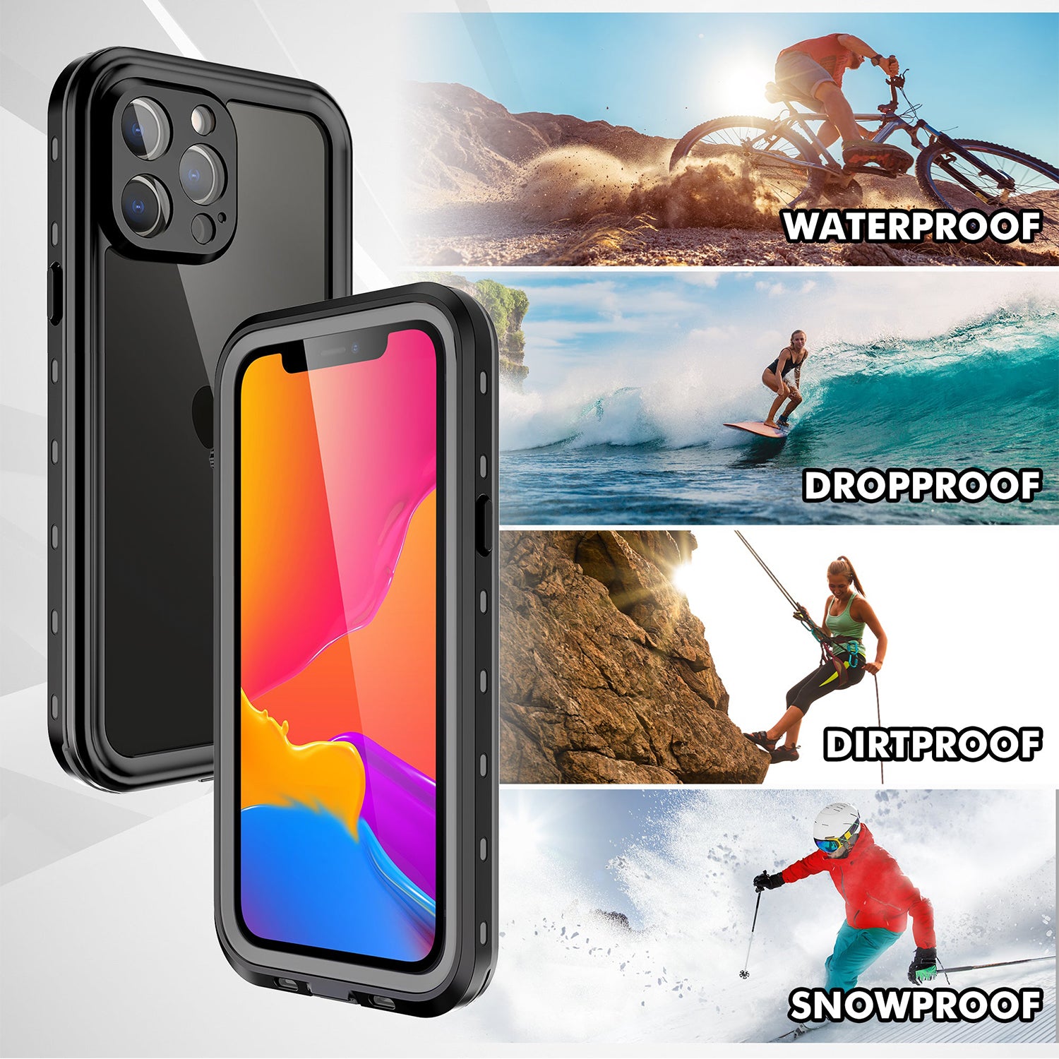 Apple iPhone 13 Pro Max (6.7") 360 Full Protective Waterproof Case with Built-in Screen Fingerprint Protector