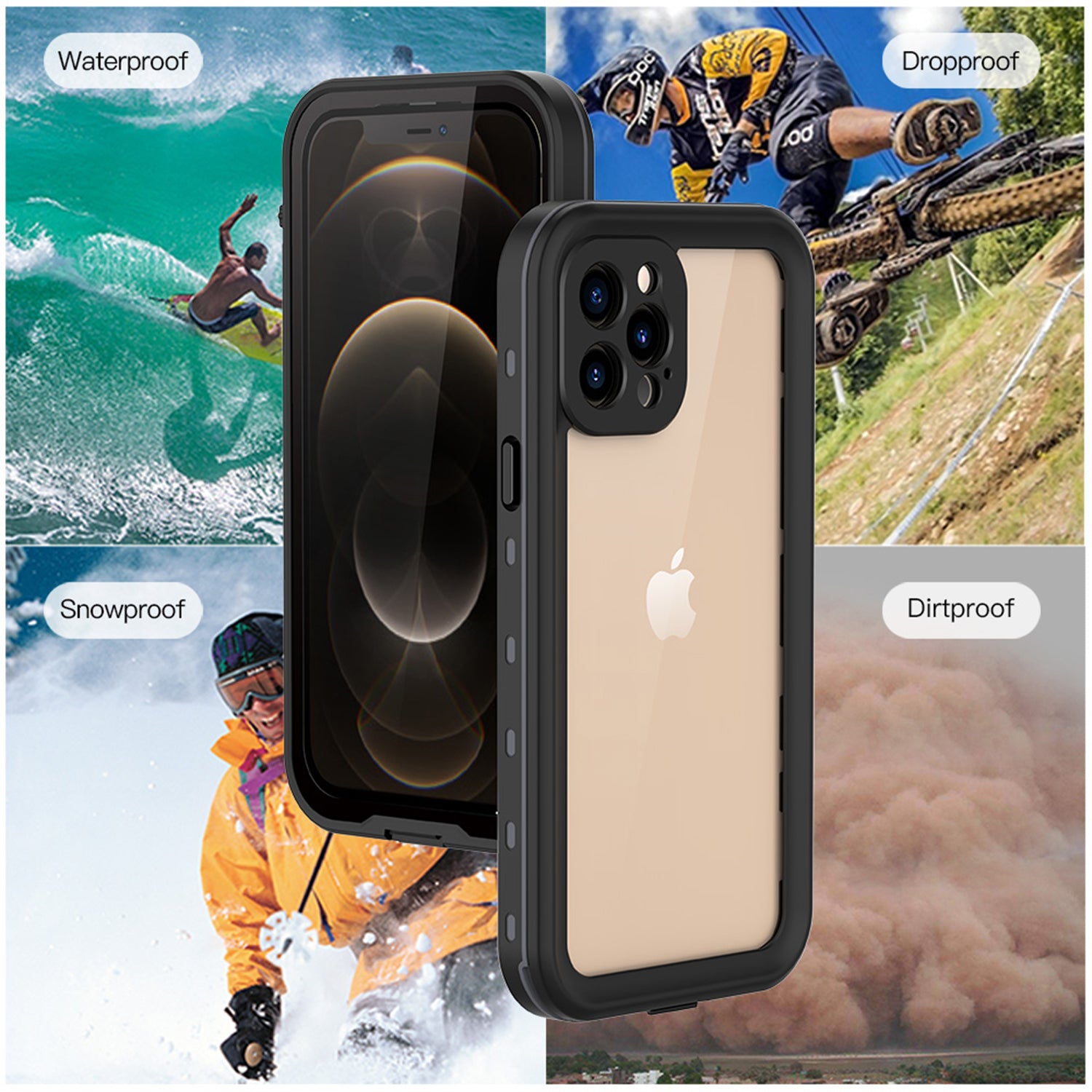Apple iPhone 12 Pro Max (6.7") 360 Full Protective Waterproof Case with Built-in Screen Fingerprint Protector