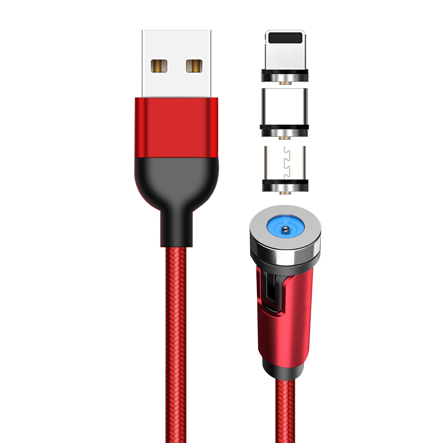 3 in 1 rotating magnetic Suction data Fast Charge Cable Compatible With iPhone 15 Series(3FT)