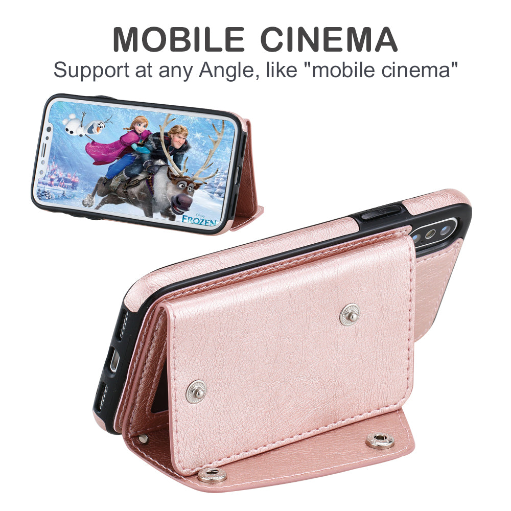 iPhone Xs Max (6.5") 2 in 1 Leather Wallet Case With 9 Credit Card Slots and Removable Back Cover 