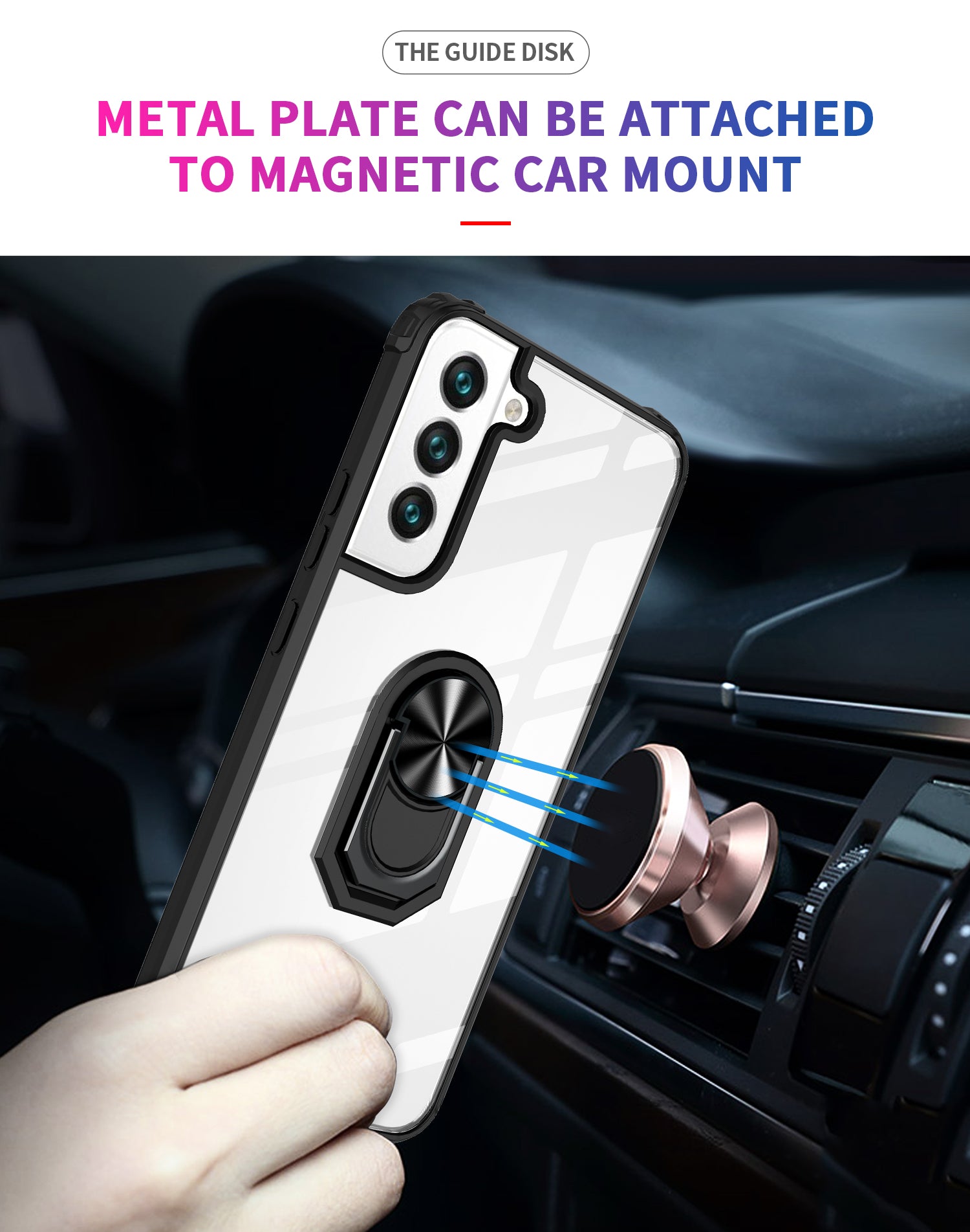 Samsung Galaxy S22 Acrylic transparency magnetic GPS Car Mount Phone holder case