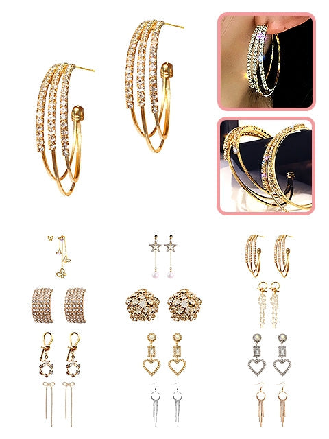 A Dozen of Luxury Faux Pearl & Star Dangle Earrings  (E685)