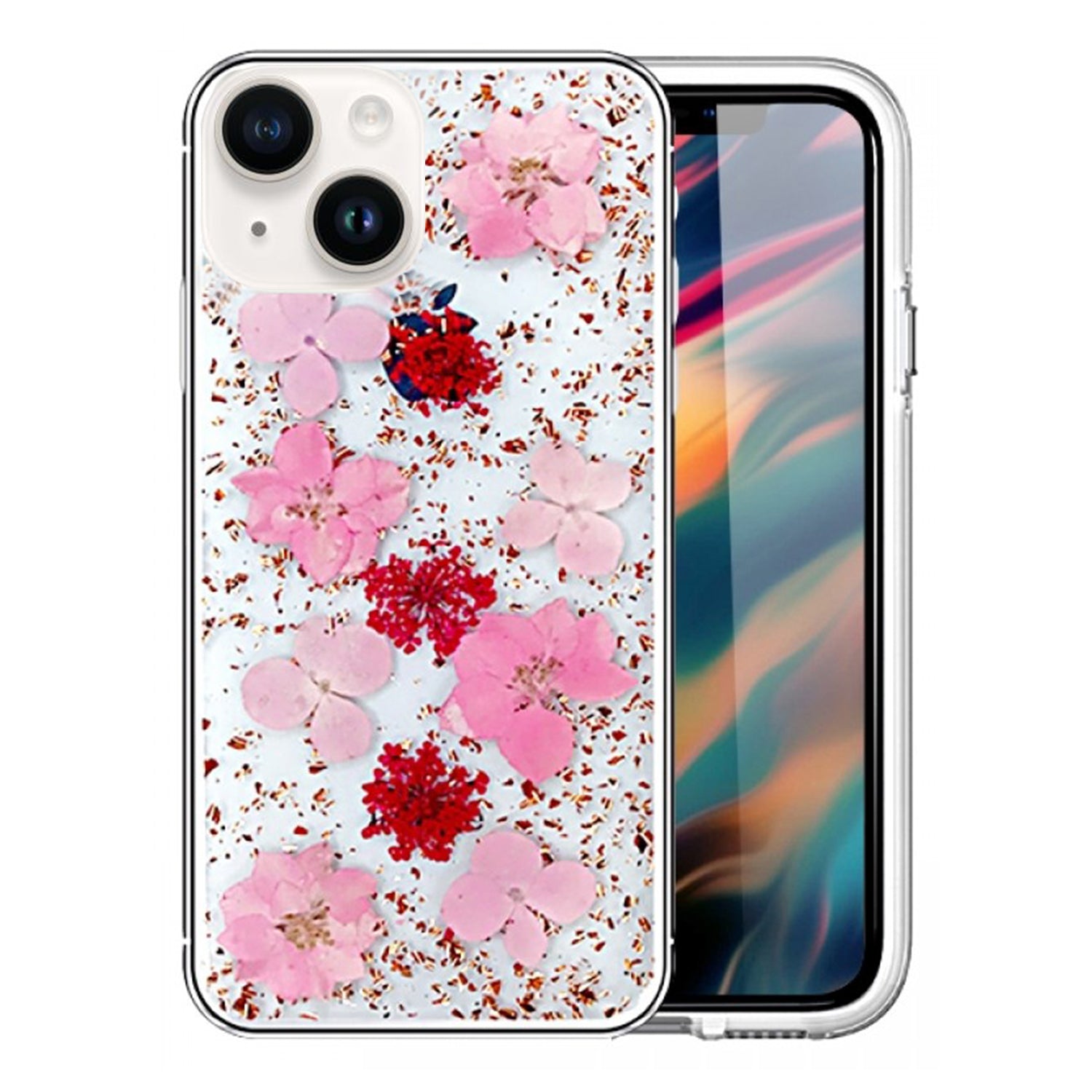 iPhone 13 mini Soft Plastic Fashion Colorful Flowers Design Case