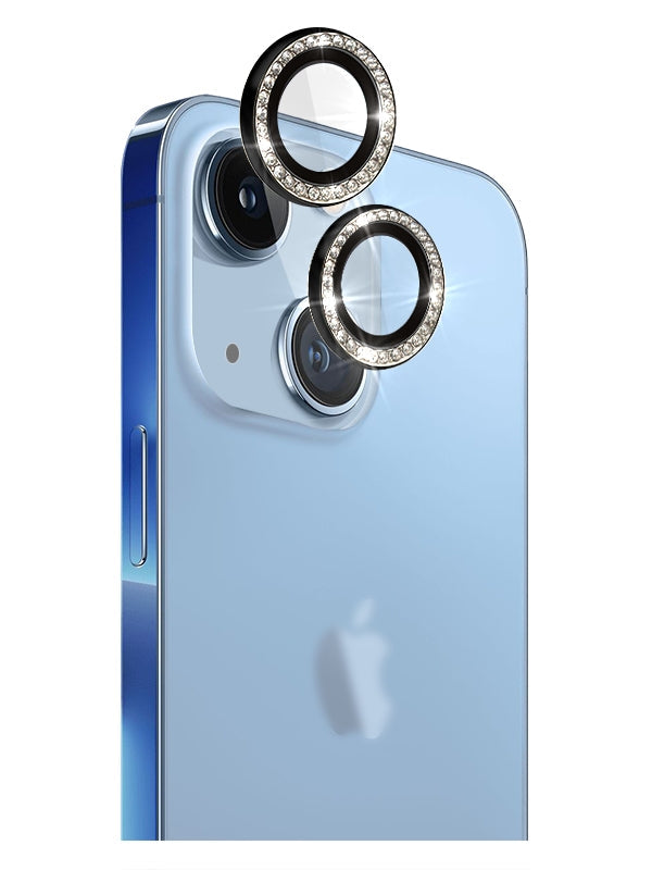 iPhone 14 Plus(6.7")Crystal bling bling Camera Lens Tempered Glass Screen Protector Eagle Eye Series-Blue