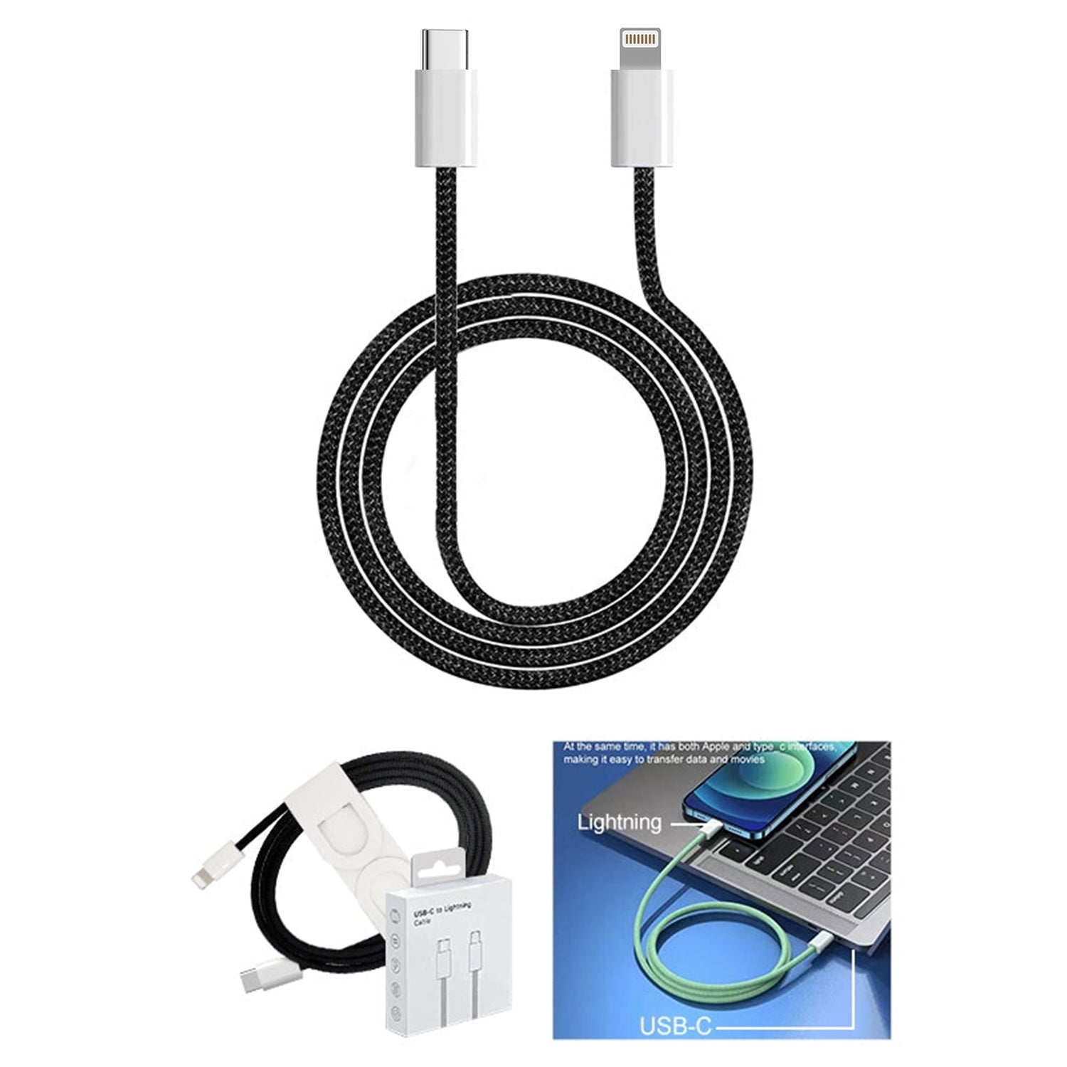 3FT. PD Color weaving USB-C to lightning cable-for iPhone 13/12/11