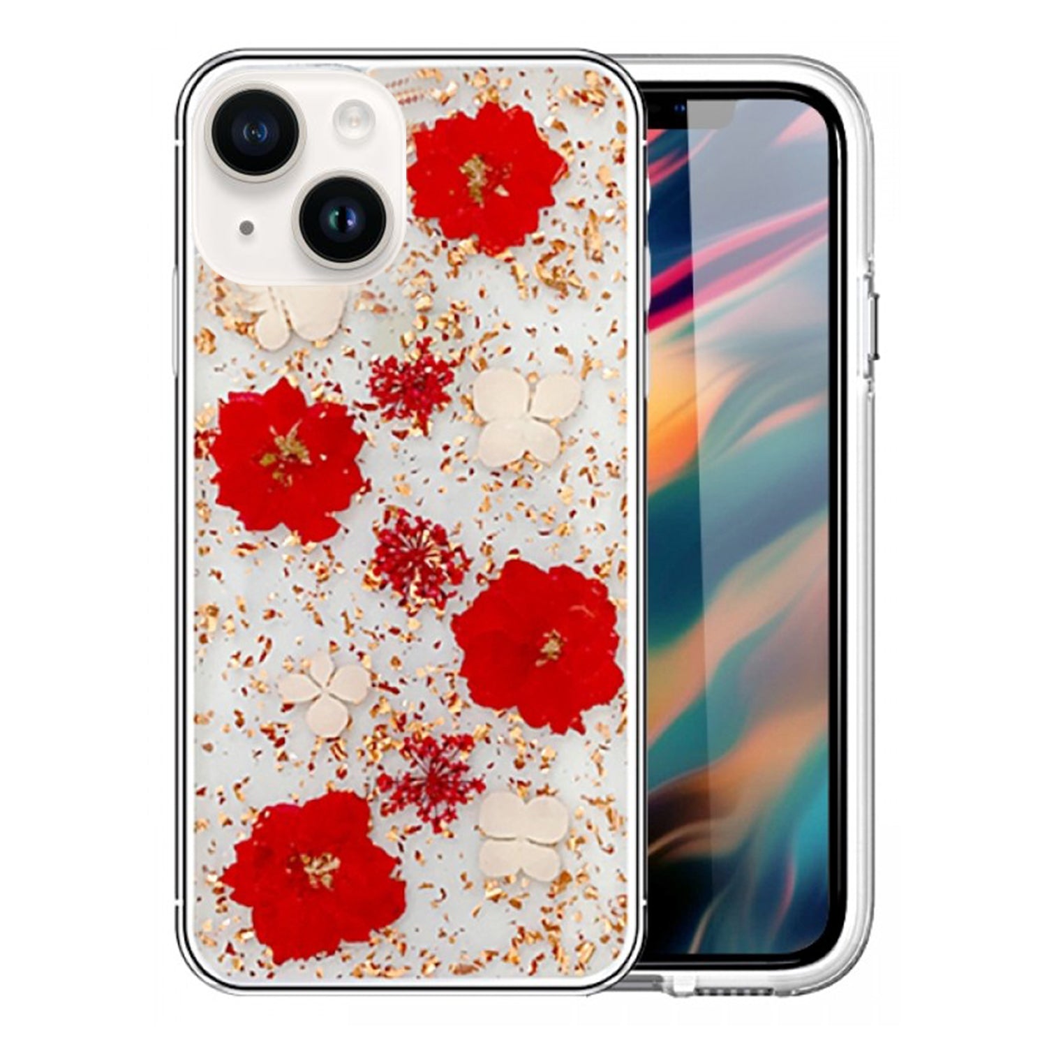 iPhone 13 mini Soft Plastic Fashion Colorful Flowers Design Case