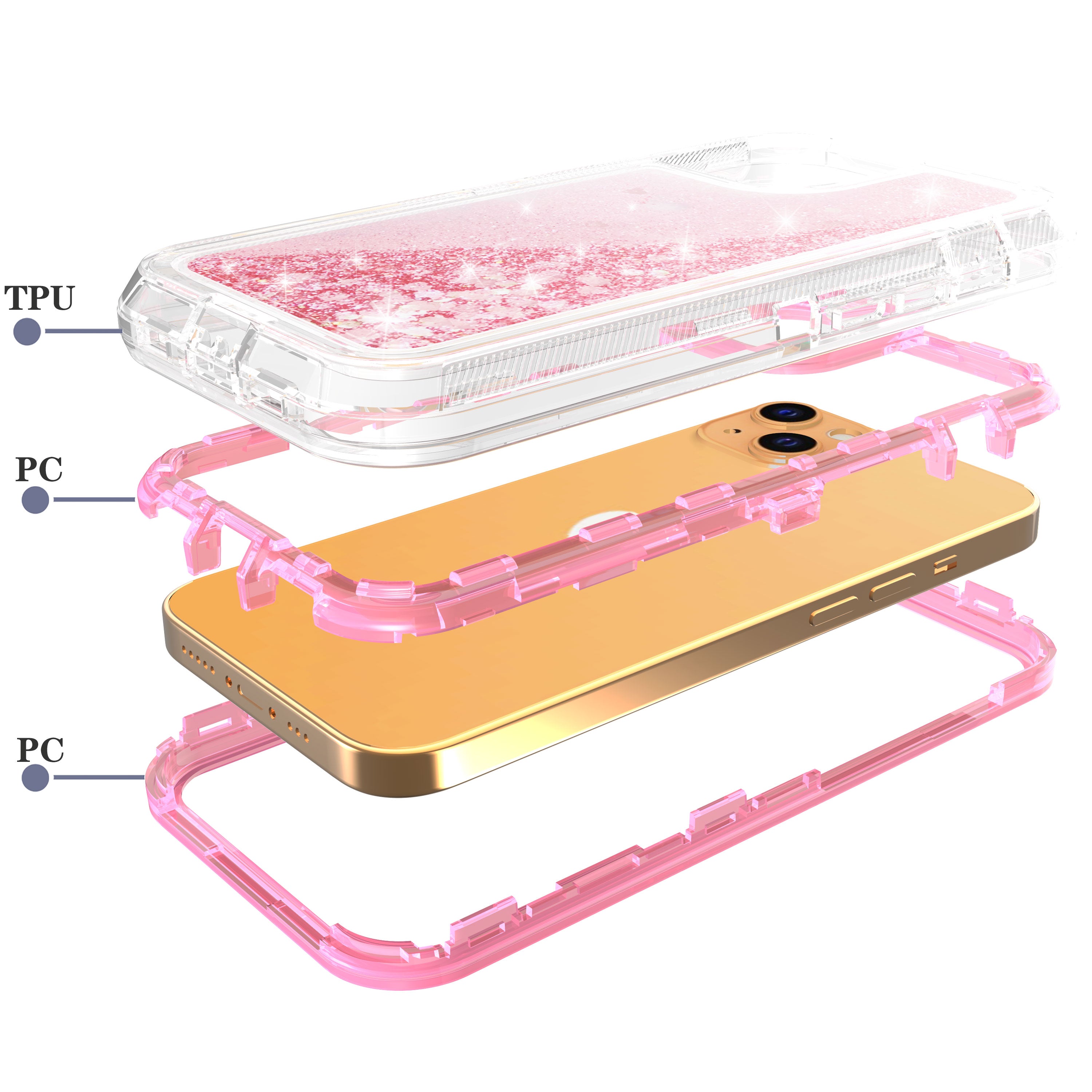 Transparent Floating Glitter Heavy Duty Case  for iPhone 13 mini