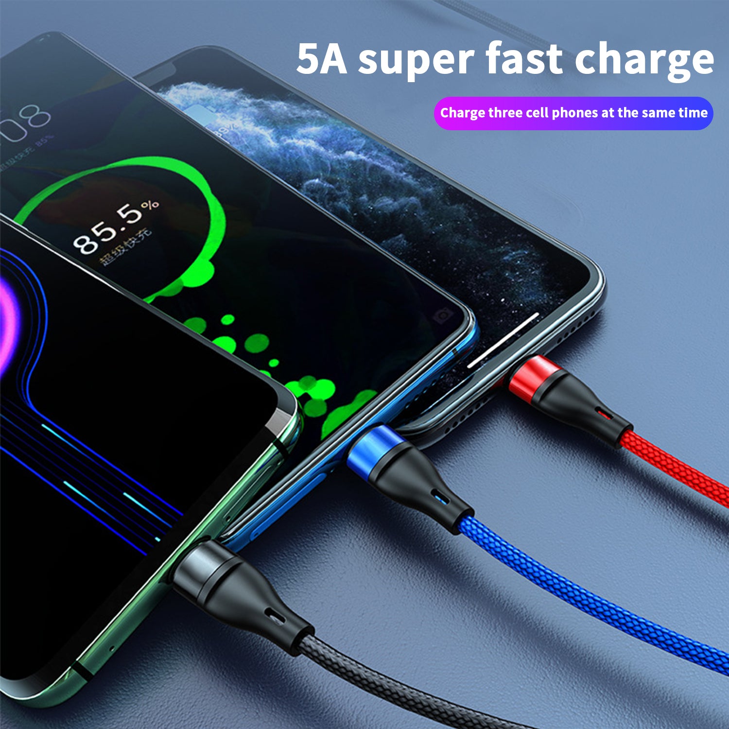 3 in 1 USB Super Fast Charging Cable for iPhone/Android/Type-C