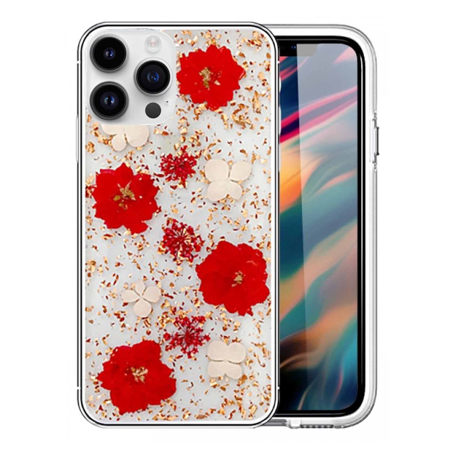 Soft Plastic Fashion Colorful Flowers Design Case for iPhone 13 Pro