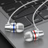 Metal bass in ear wired headset-White