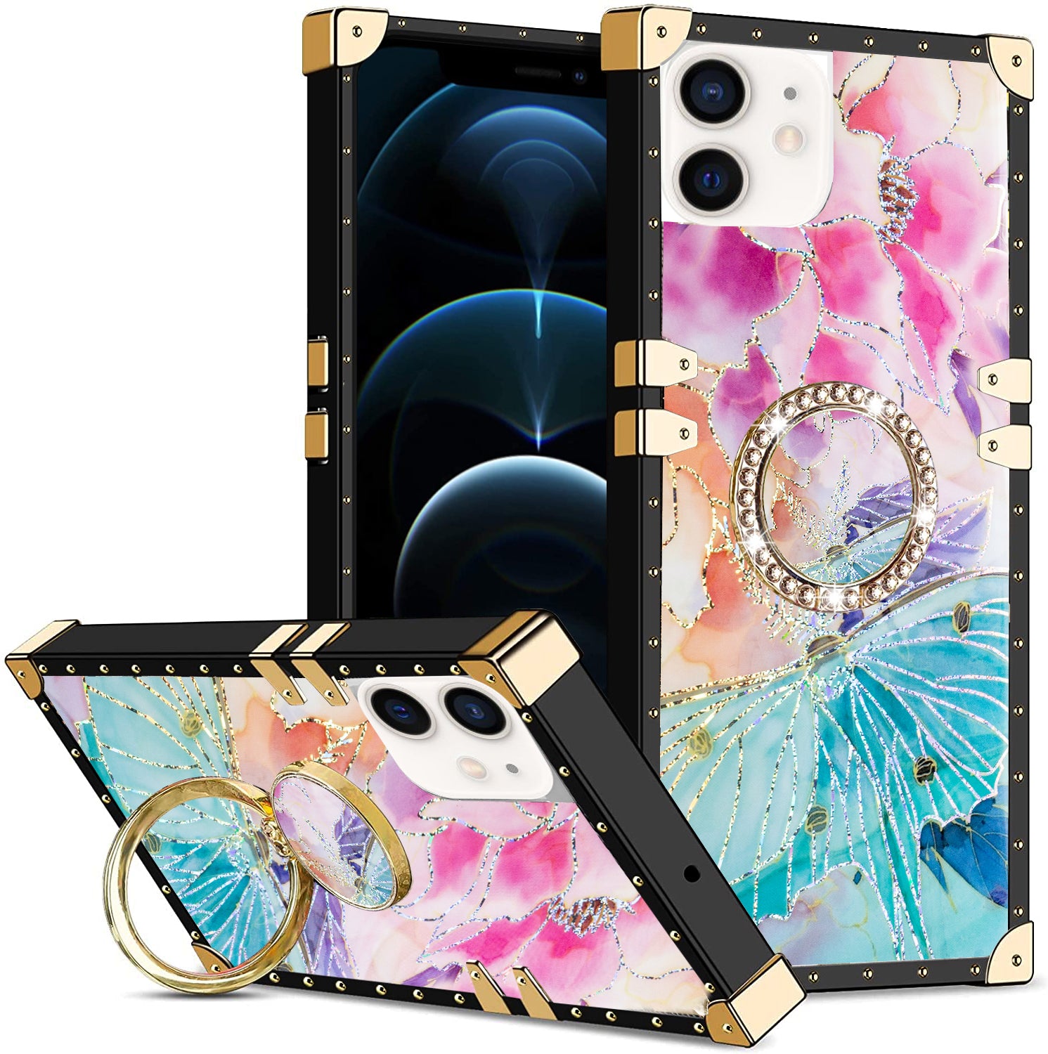 iPhone 11 (6.1") TPU Luxury Shiny Flower Fashion Case with Kickstand