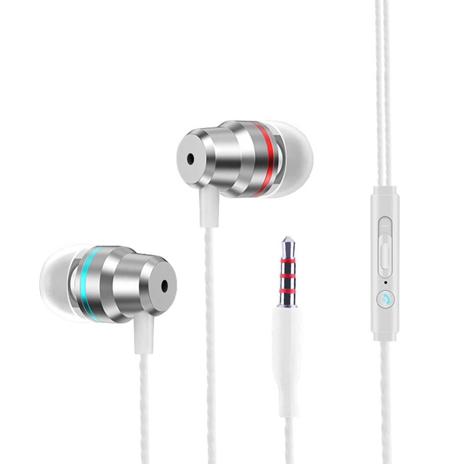 Metal bass in ear wired headset-White