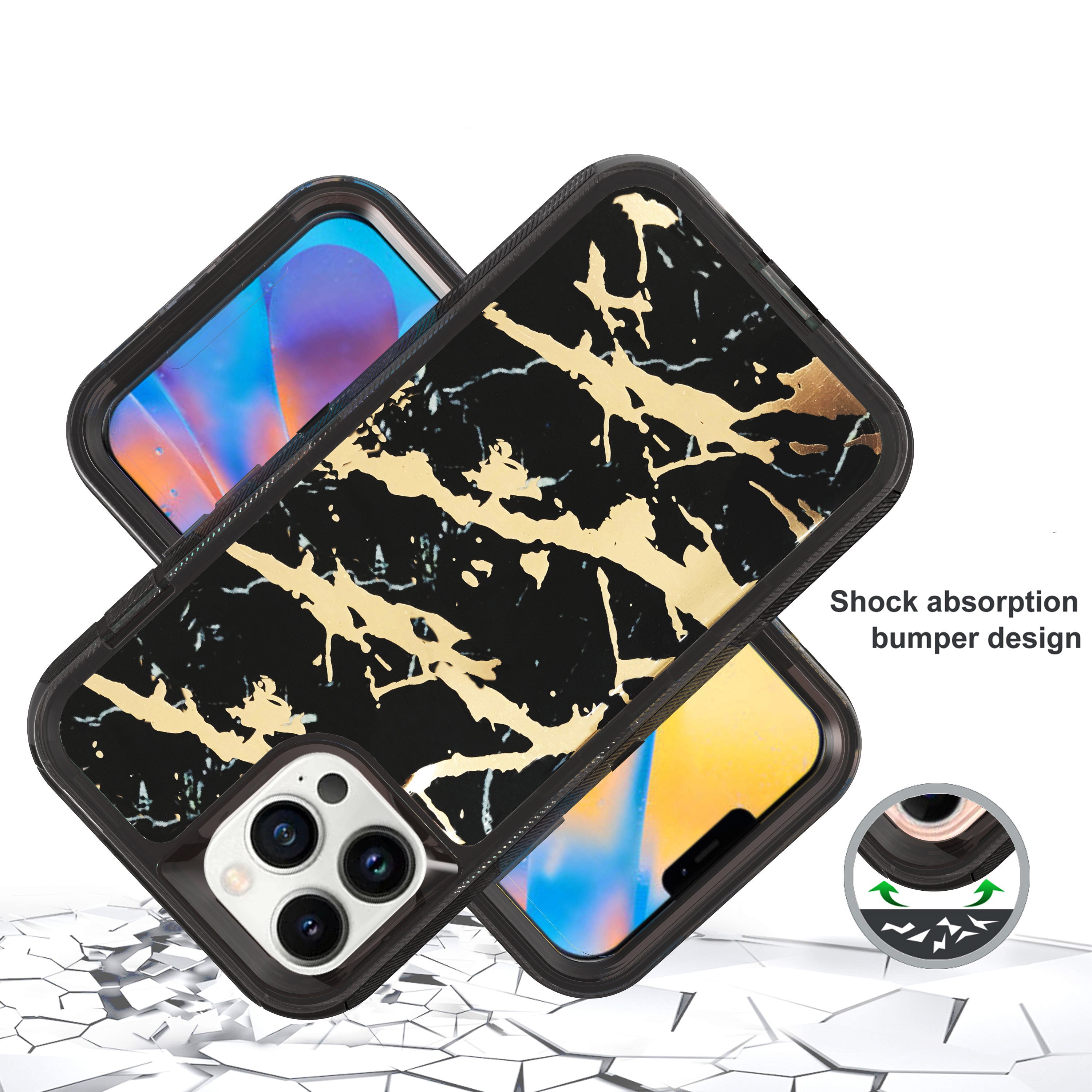 iPhone 11 Pro (5.8") Anti-Shock Durable Protective TPU Heavy Duty Marble Clear Case