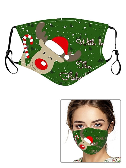 Dust-proof and cold-proof fashionable Christmas mask - Green/Deer