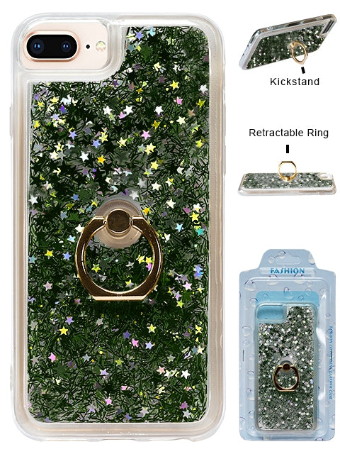 iPhone 8/ 7/ 6 Plus Floating Glitter Star Ring Phone Holder Case