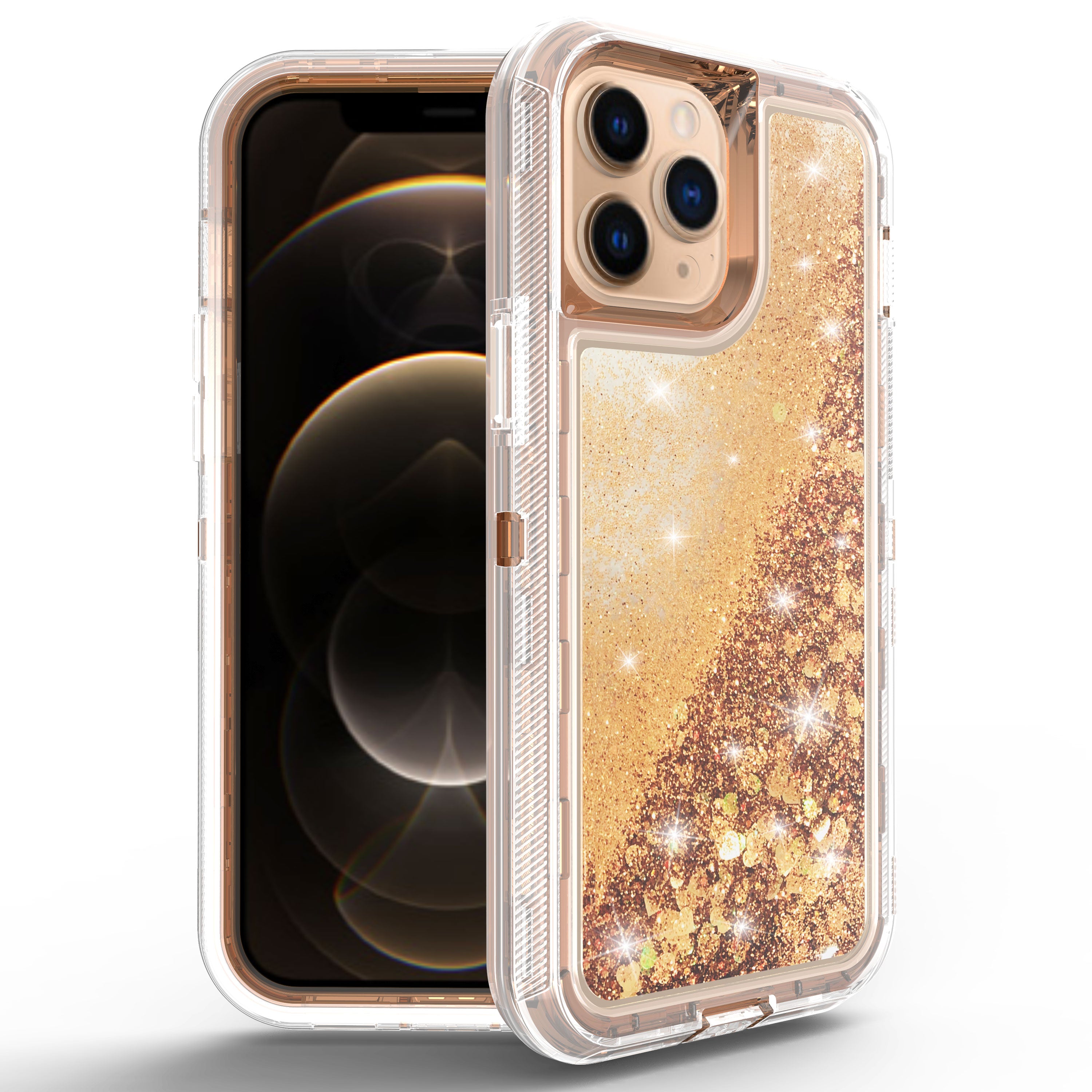 iPhone 13 Pro Transparent Floating Glitter Heavy Duty Case