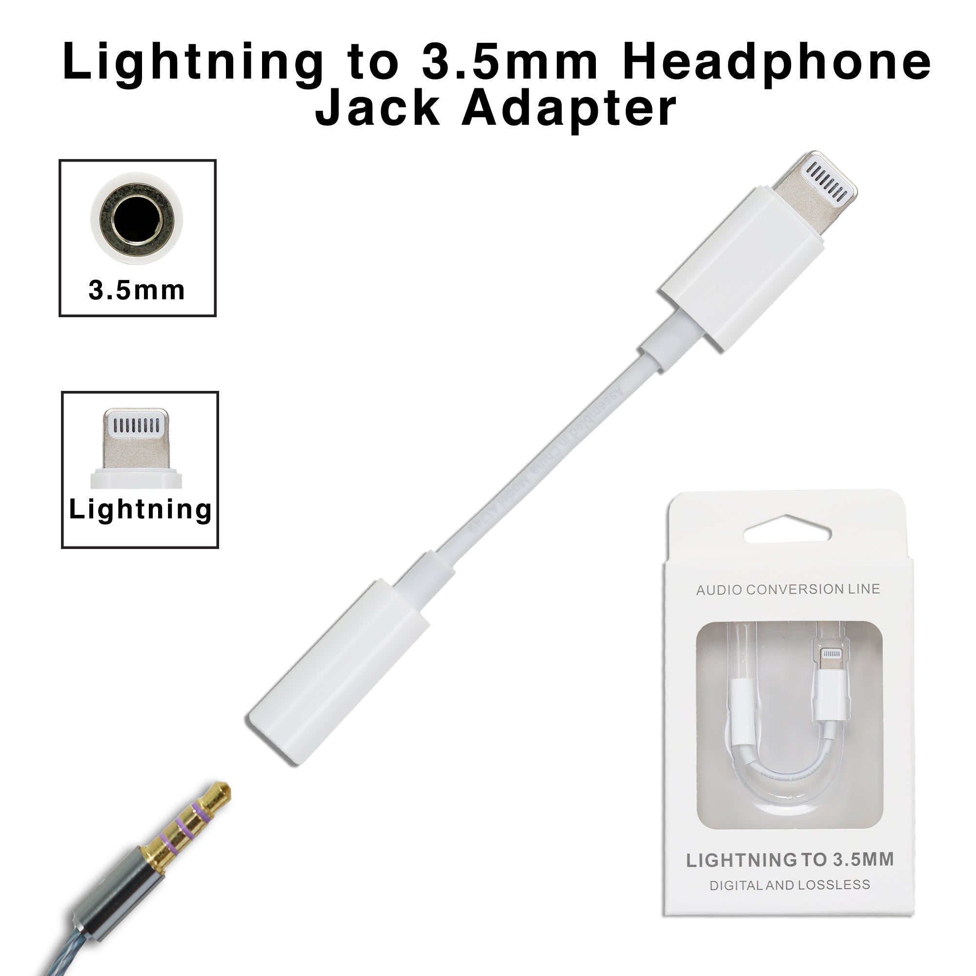 Lightning to 3.5mm Headphone Jack Adapter Connector for iPhone 11 Series/  Xs Max/ X/ XS/ 8/7/ 8 Plus/ 7 Plus