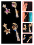 A Dozen of Designed Tassel Long Drop Colorful Rhinestone Earrings (E1234)