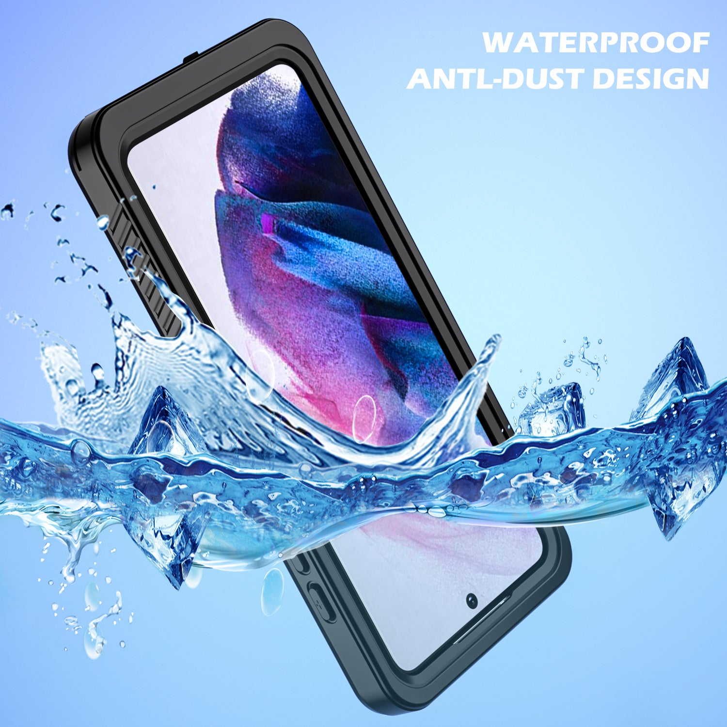 Samsung Galaxy S21 FE 360 Full Protective Waterproof Case with Built-in Screen Fingerprint Protector -Black