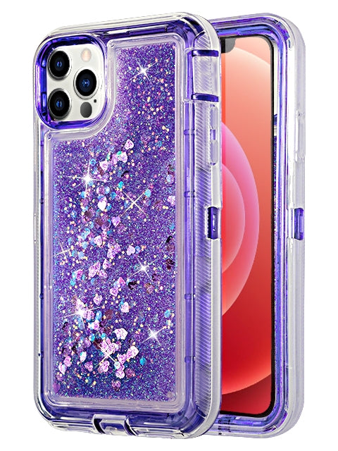 iPhone 12 Pro/12 (6.1") Transparent Floating Glitter Heavy Duty Case