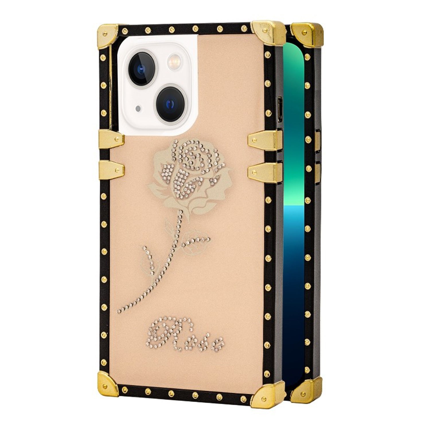 iPhone 13 TPU Rose print diamond fashion color case