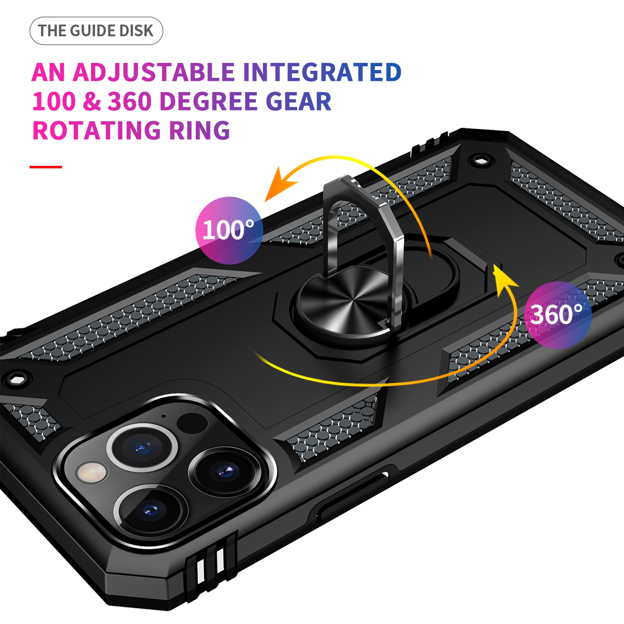 iPhone 13Pro Max Dual Colors Ring Magnetic GPS car mount Phone Holder Case