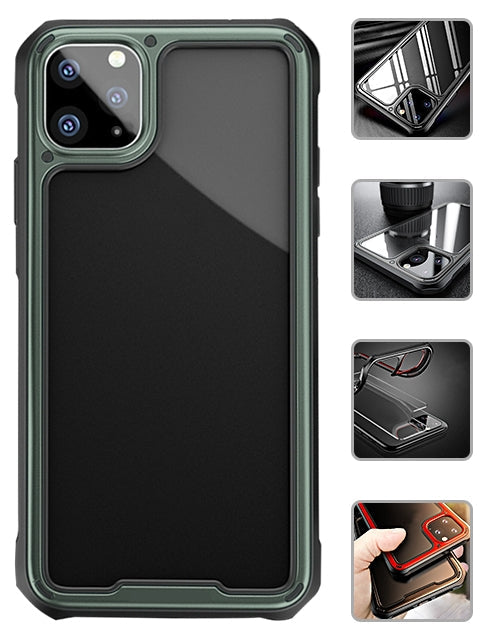 Hard PC + Flexible TPU Frame [Shock-Absorbing] for iPhone 11 Pro Case - Dark Green
