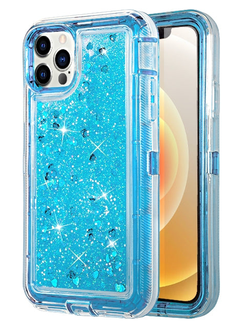 iPhone 12 Pro/12 (6.1") Transparent Floating Glitter Heavy Duty Case