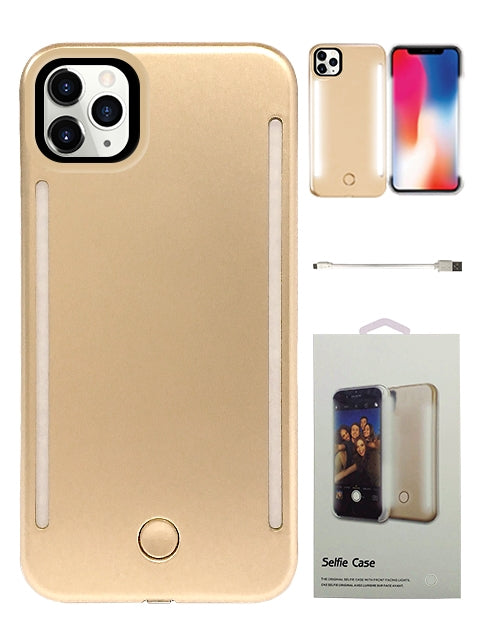 Dual (Front&Back) Light Up Rubber LED Illuminated Selfie Case for iPhone 11Pro (5.8") - Gold