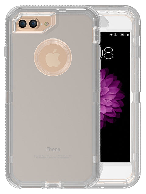 Transparent Full Protection Heavy Duty Case without Clip for Apple iPhone 8 Plus/ 7 Plus/ 6 Plus - Gray
