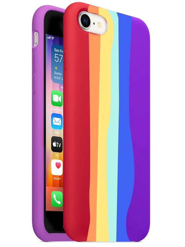 Colorful Silicone Case for iPhone SE 3/2-Rainbow